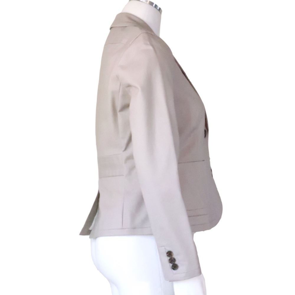 Casual stone colored tailored single breasted cotton blazer - Picture 3 of 9
